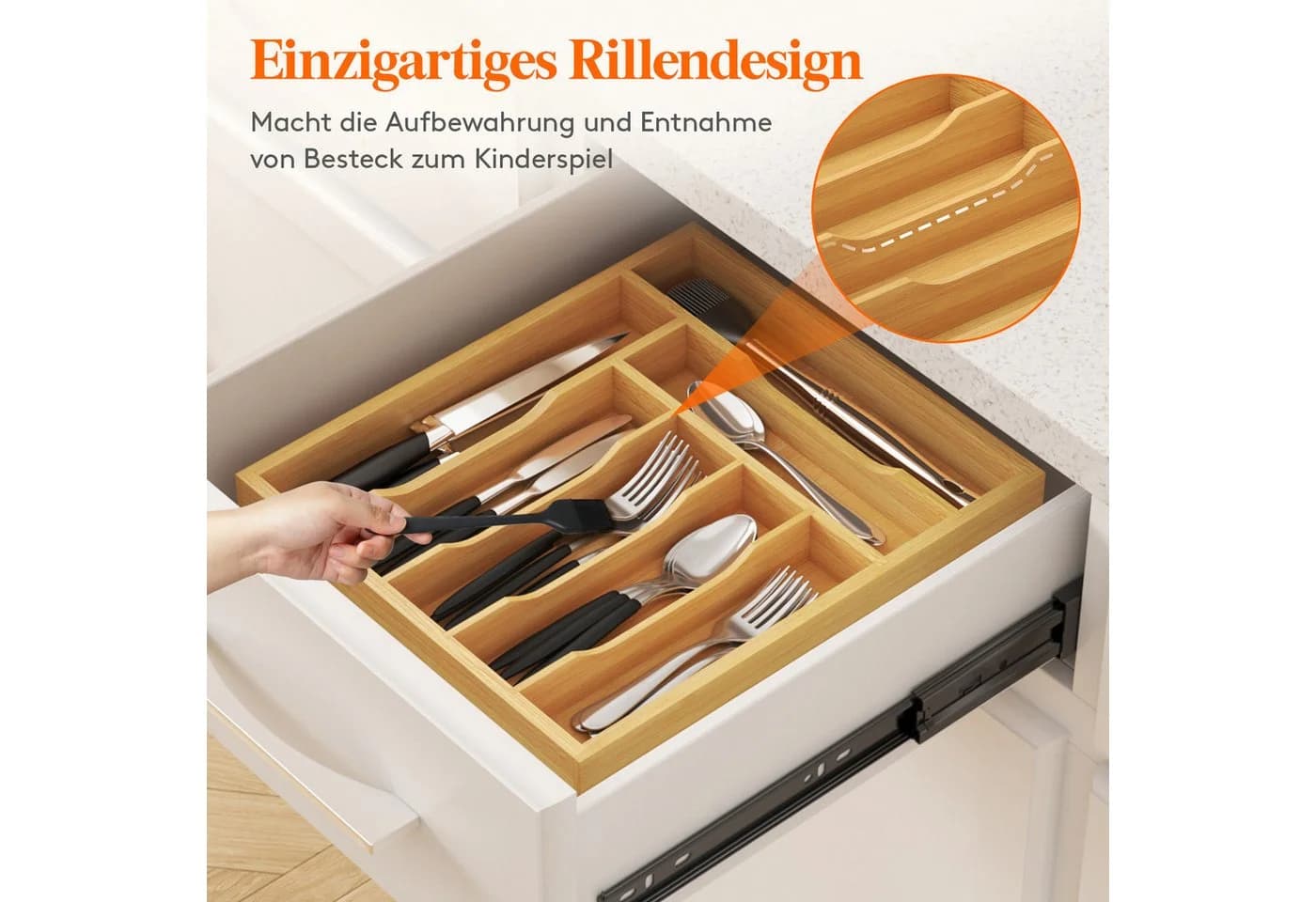 Lifewit Besteckeinsatz für Schublade - Besteckaufbewahrung - Bild 3