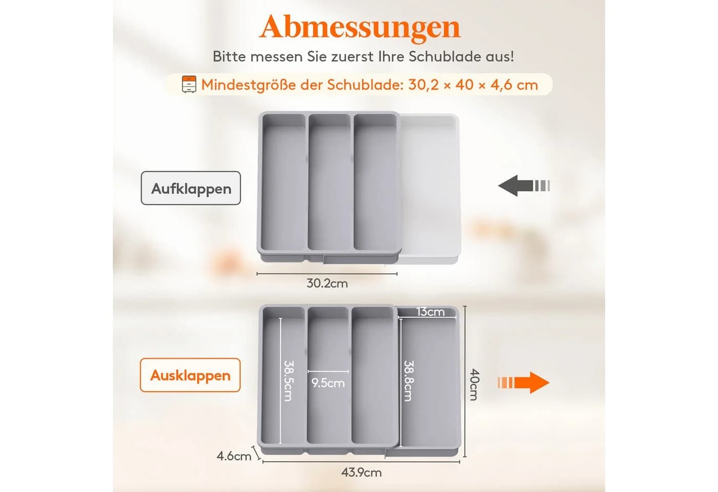 Lifewit Küchenregal Besteckkasten Grau Erweiterbar