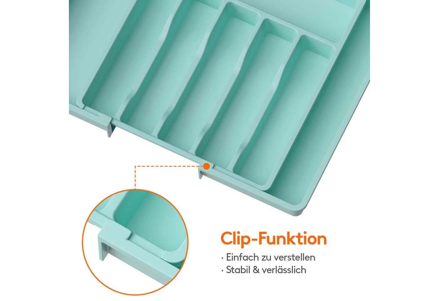 Lifewit Besteckeinsatz Besteckkasten für Schubladen, Verstellbarer Besteckhalter Türkis - Bild 4