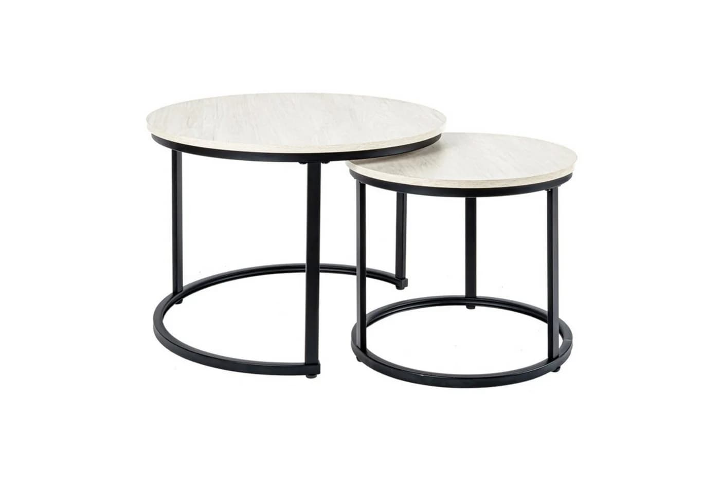 HawthyHome Couchtisch 2er-Set Rund Holz Metall Modern - Bild 3