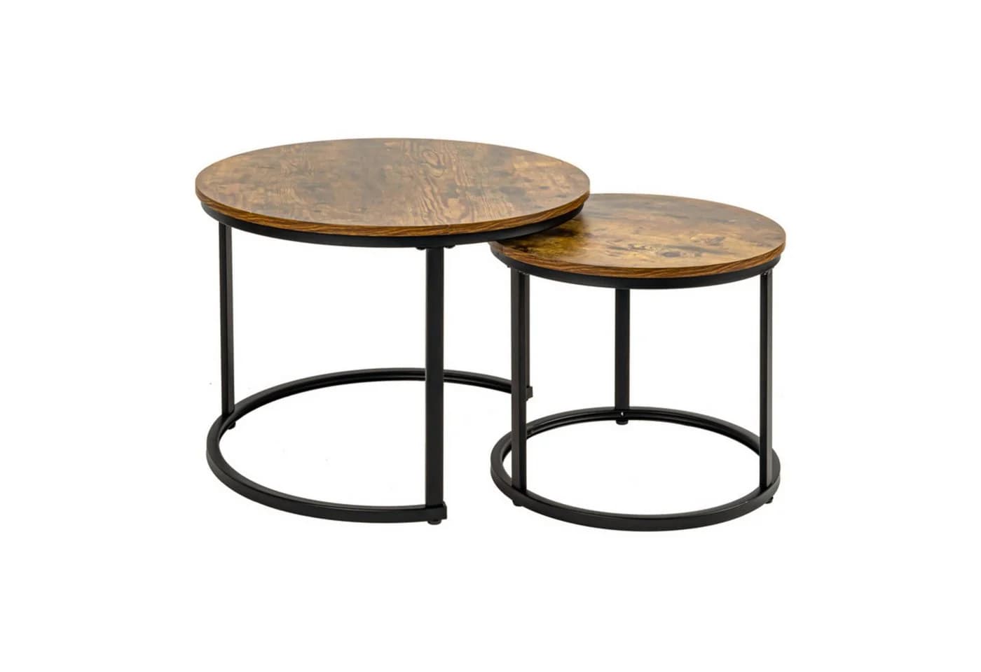 HawthyHome Couchtisch 2er-Set Braun Holz & Metall Modern - Bild 3