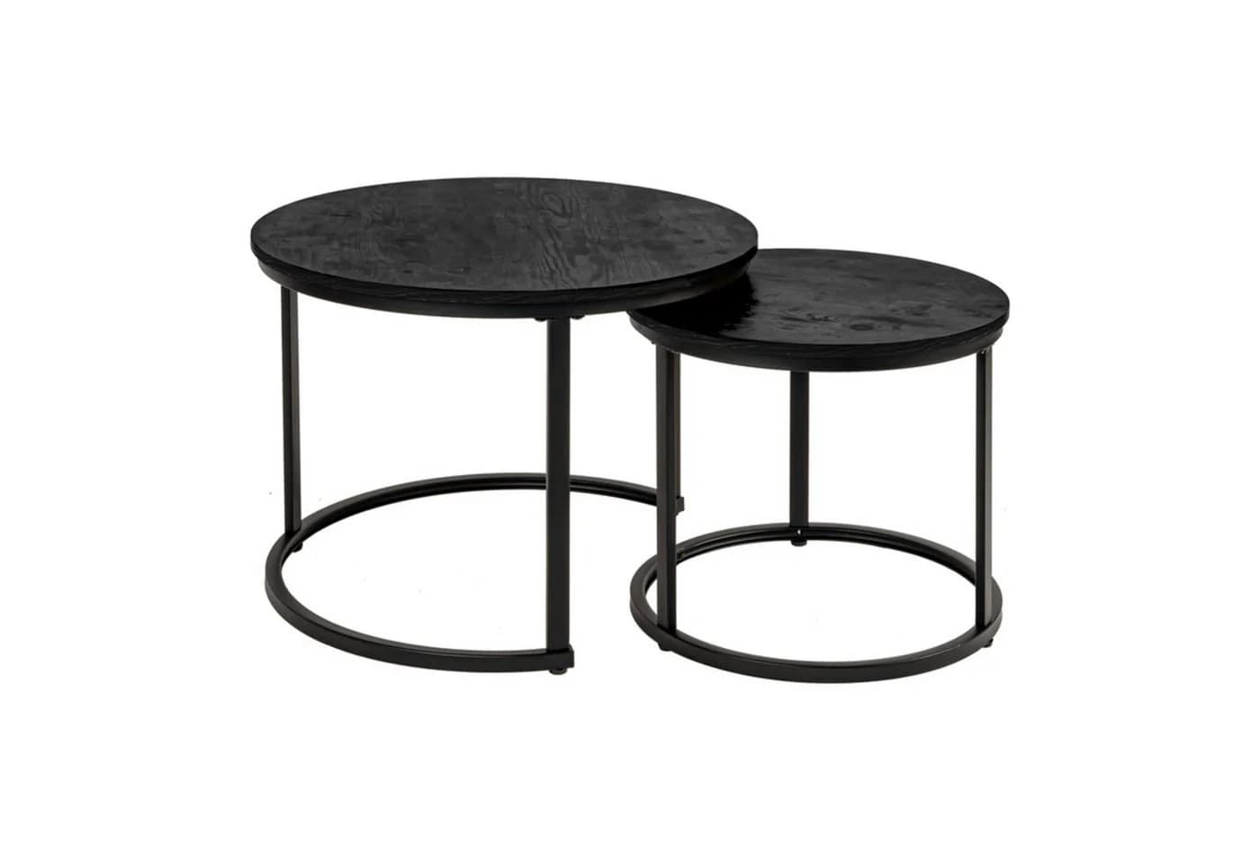 HawthyHome Couchtisch 2er-Set Runde Beistelltische Holz Metall Modern - Bild 3