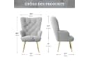 HawthyHome Polsterstuhl Grau Bouclé-Gewebe Metallbeine Bild 1