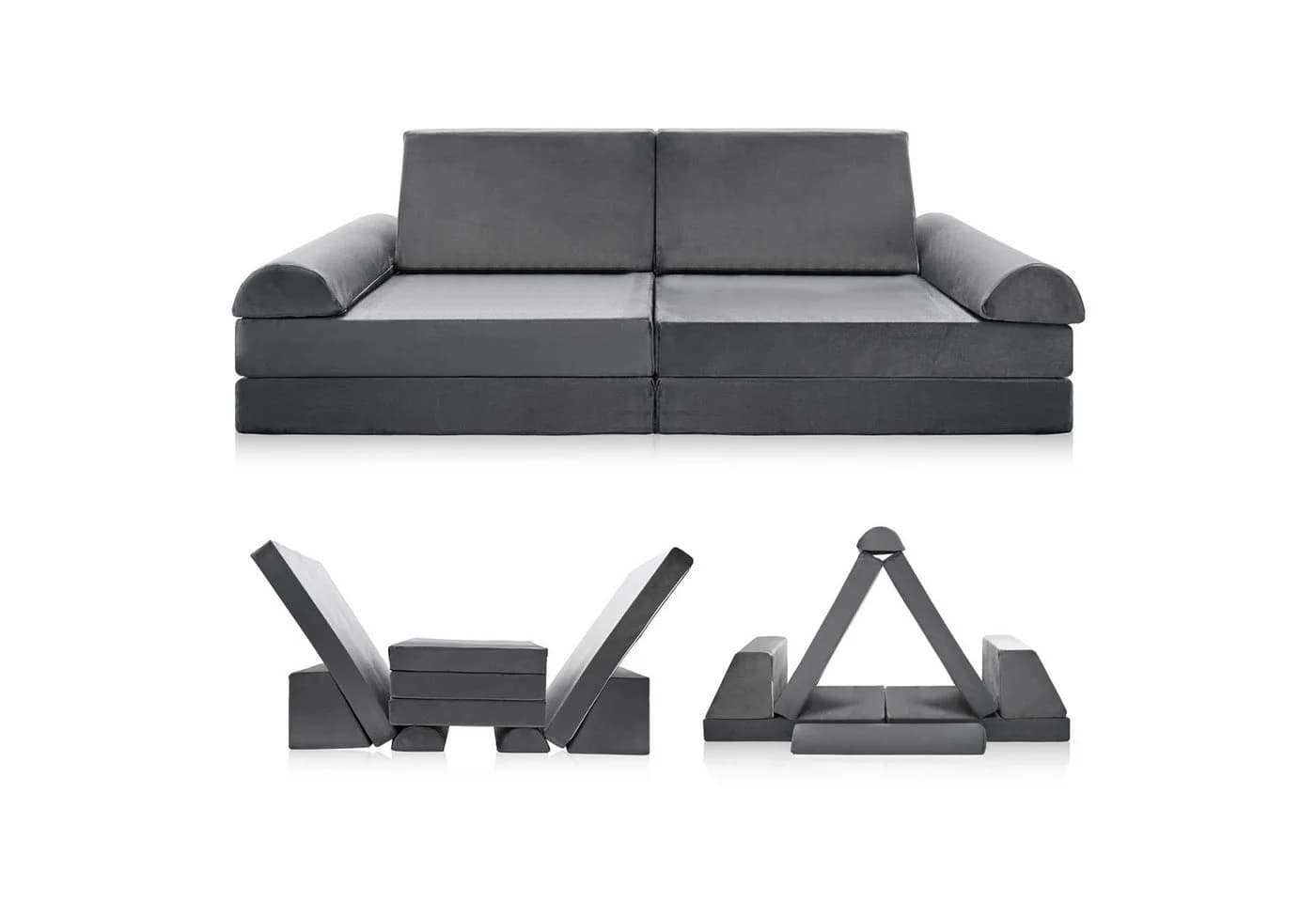 Meulbaty Spielsofa 10-tlg. Grau Modulares Kindersofa - Bild 2