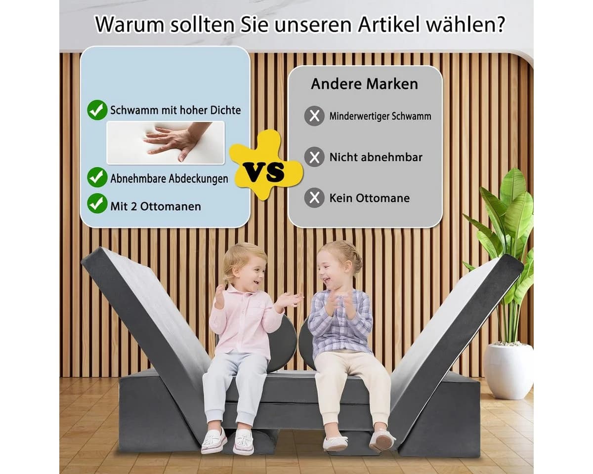 Meulbaty Spielsofa 10-tlg. Grau Modulares Kindersofa - Bild 3