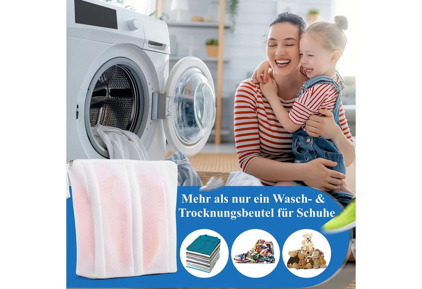 Elegear Wäschenetz Waschesäckchen für Schuhe 29x32 cm Weiß - Bild 3
