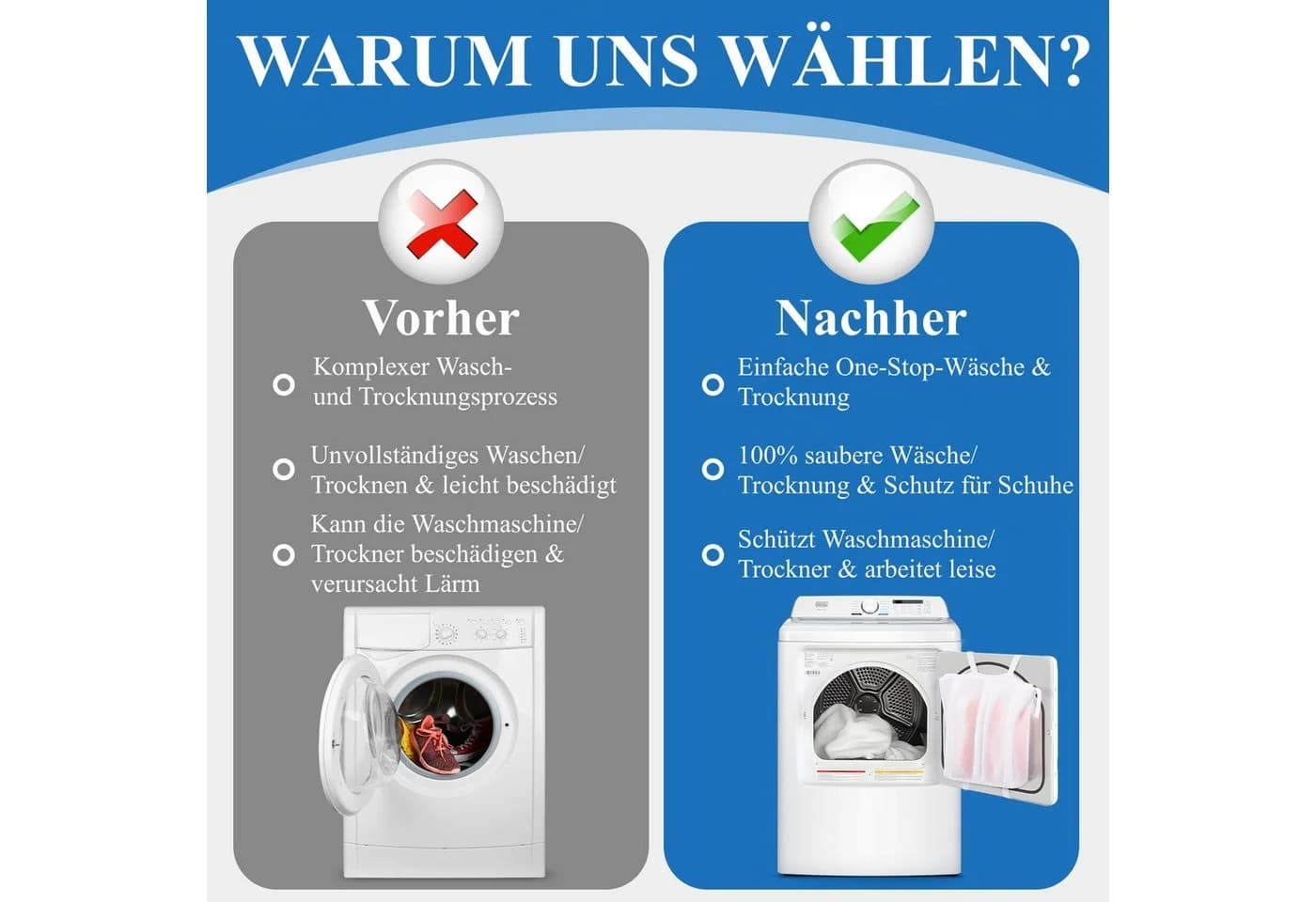 Elegear Wäschenetz Waschesäckchen für Schuhe 29x32 cm Weiß - Bild 5