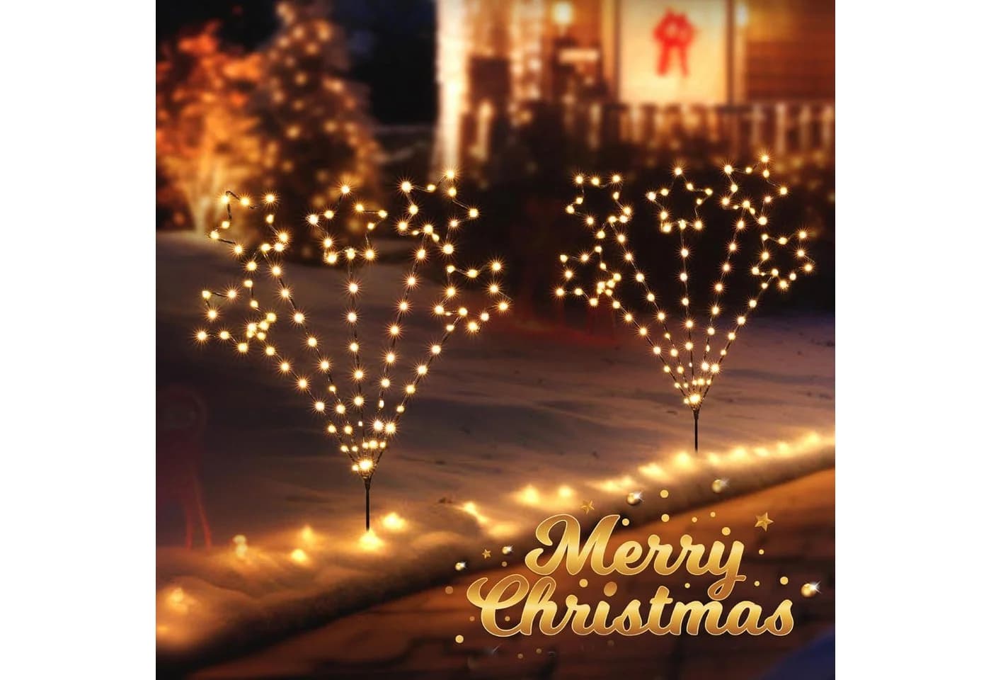 Elegear LED-Lichterkette Weihnachtsdeko Gartenstecker mit Timer, 104-flammig, 2er Set Warmweiß - Bild 2