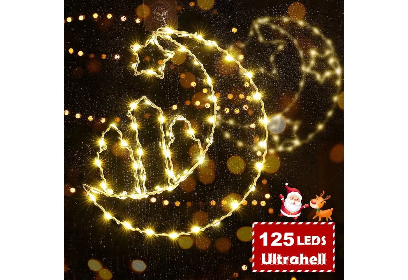 Elegear LED-Lichterkette Weihnachtsstern 2er Set Warmweiß Metall