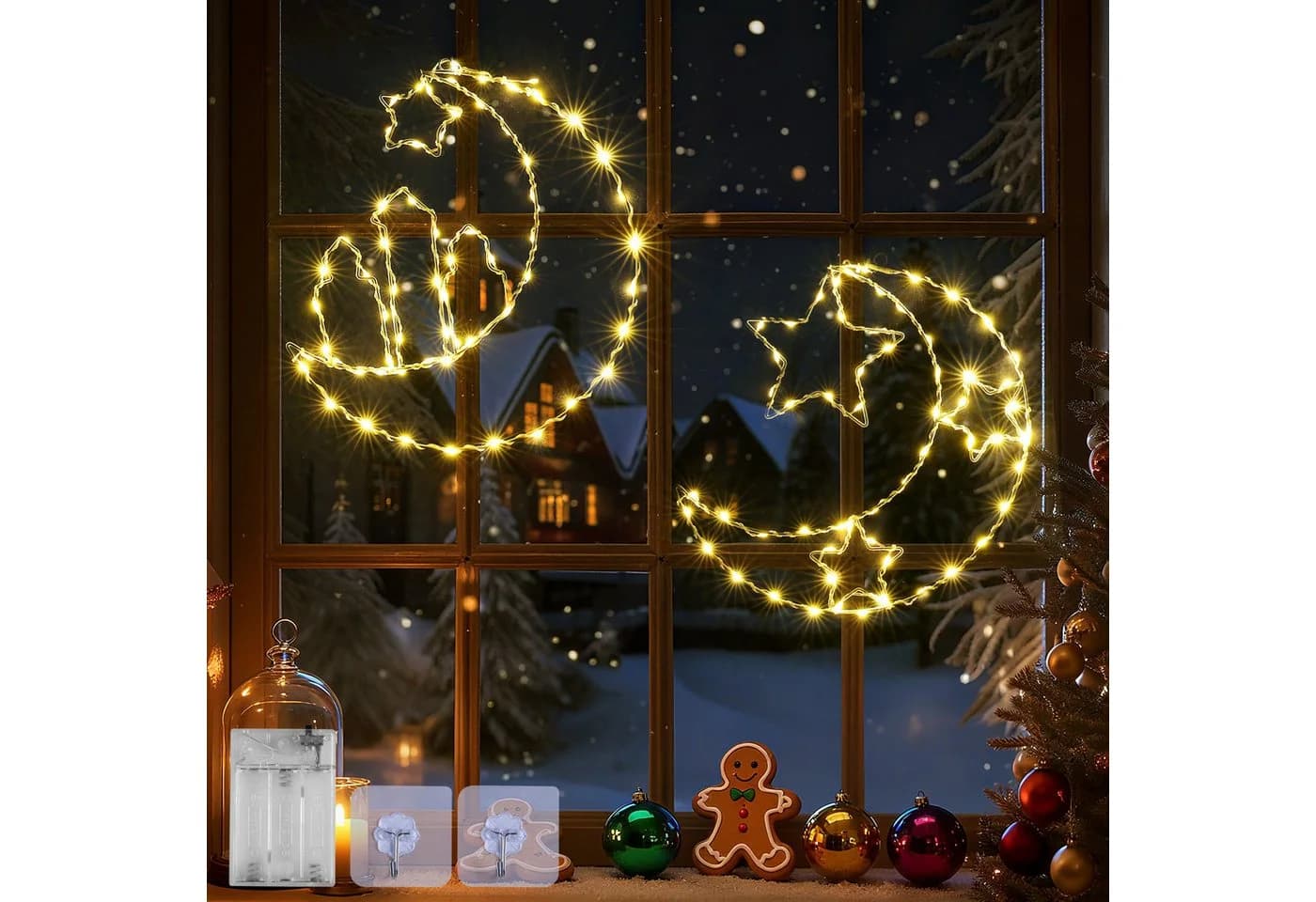 Elegear LED-Lichterkette Weihnachtsstern 2er Set Warmweiß Metall - Bild 2