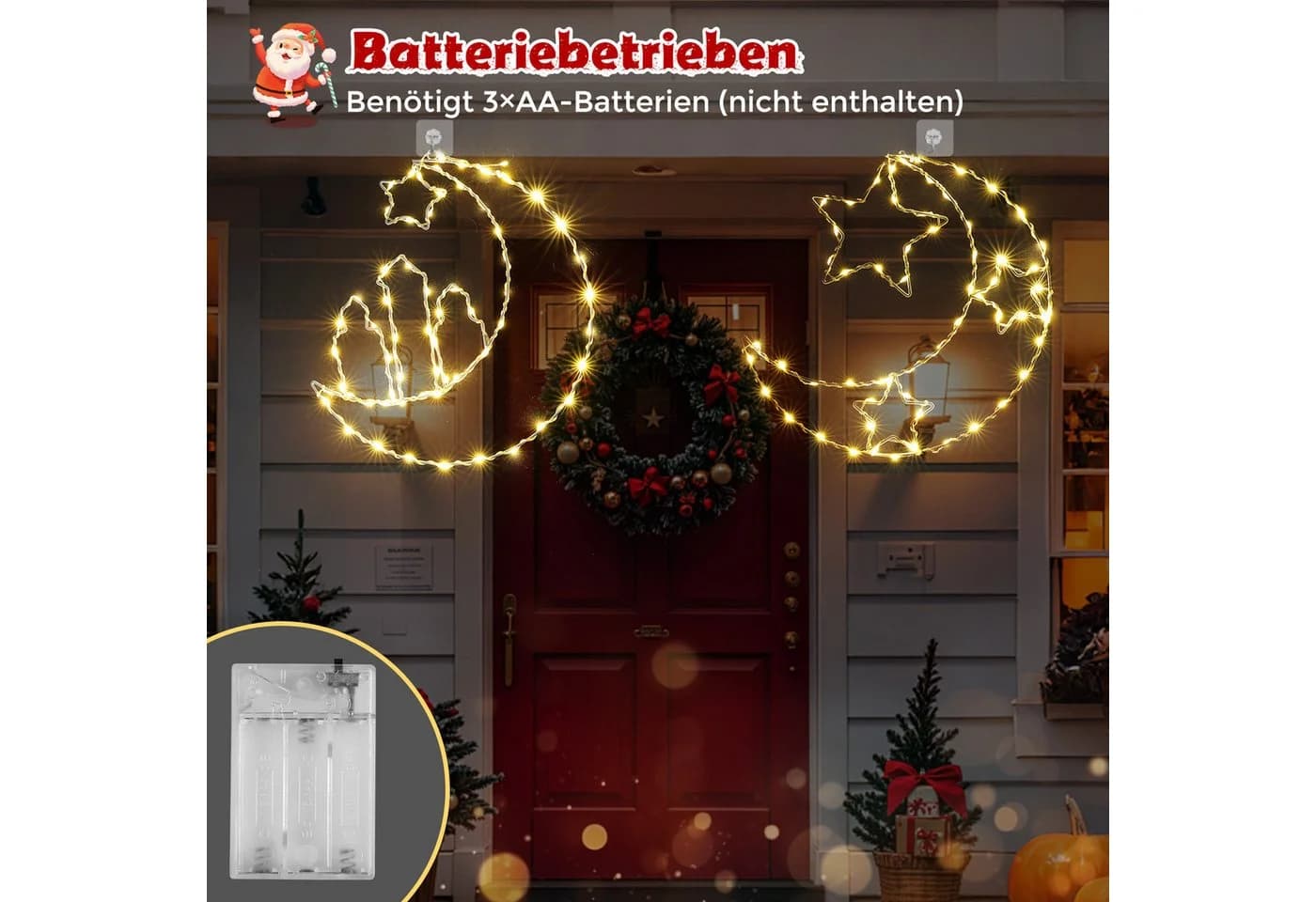 Elegear LED-Lichterkette Weihnachtsstern 2er Set Warmweiß Metall - Bild 4