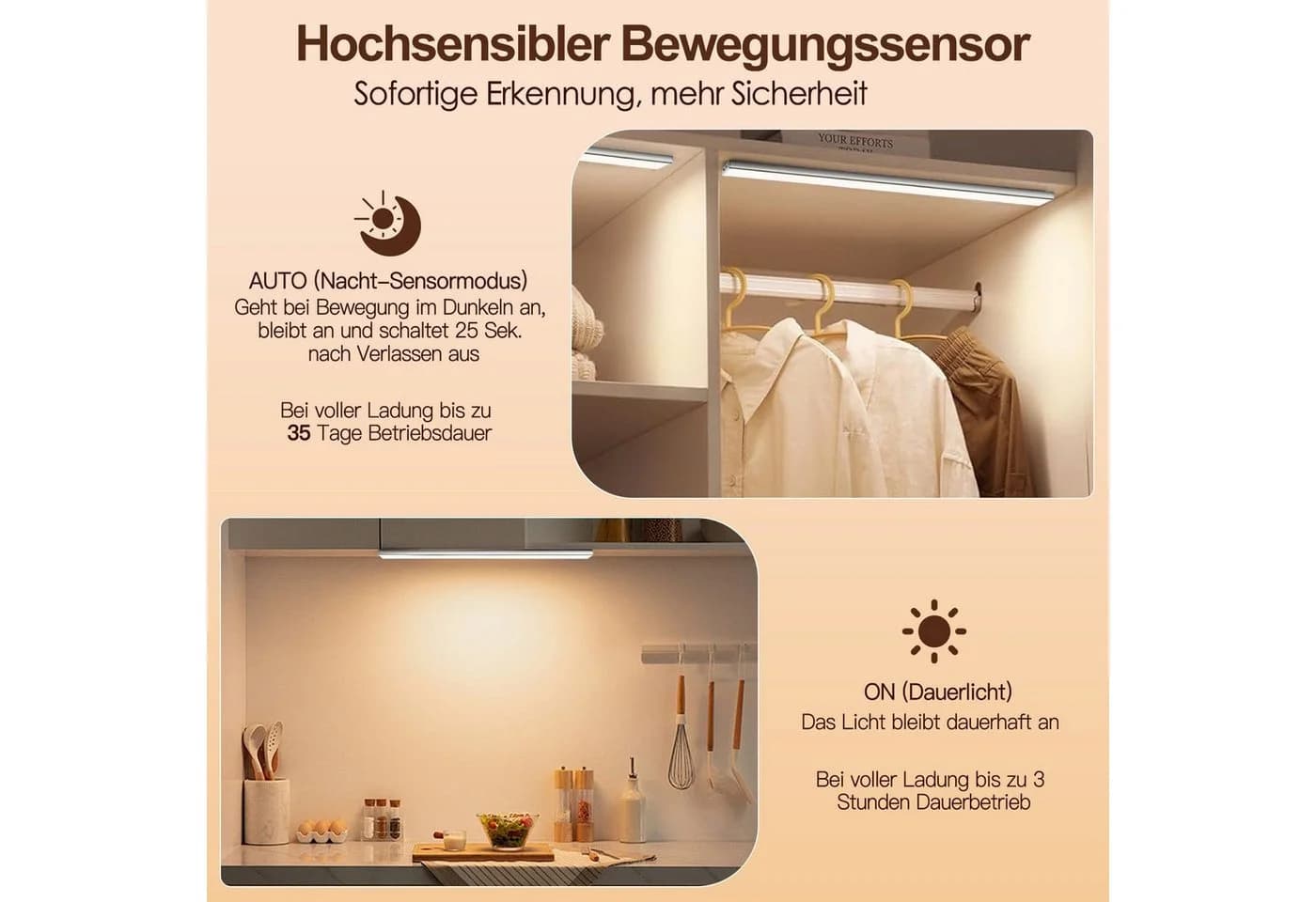 Elegear LED Unterbauleuchte 38/40 cm Silber Dimmbar Küchenlampe - Bild 4