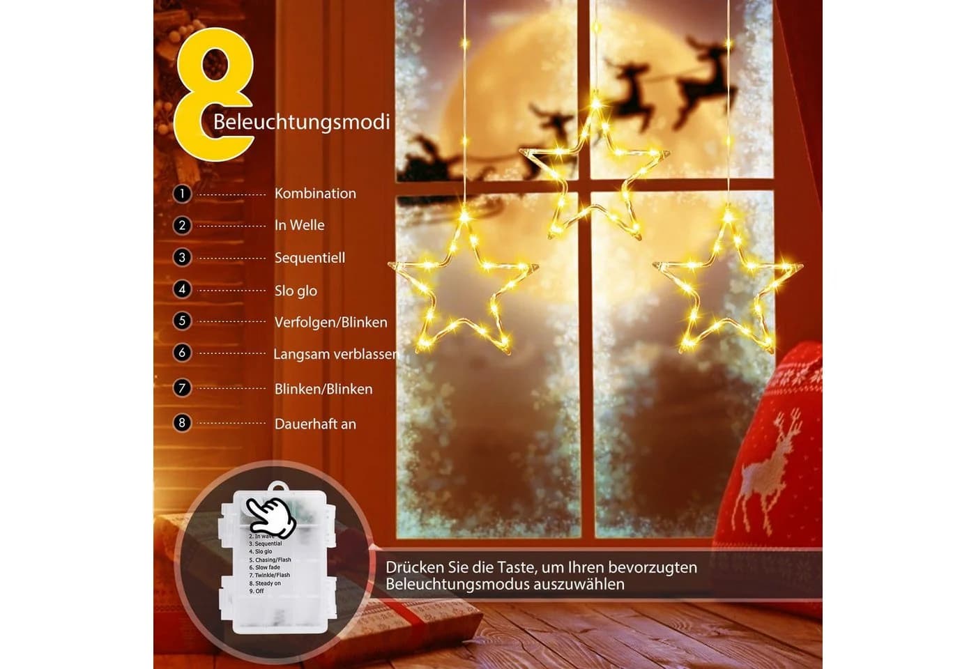 Weihnachtsdeko Lichterkette mit Stern-Stil - Bild 4