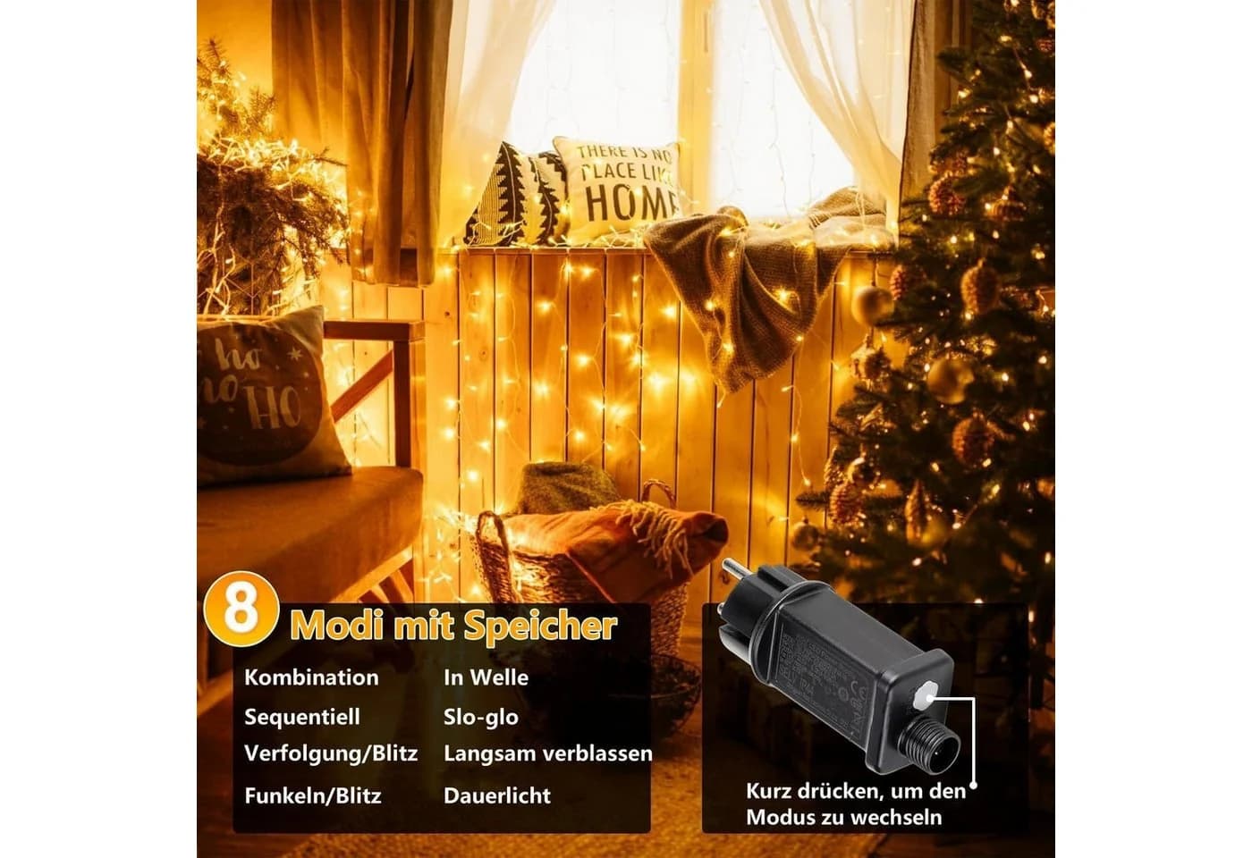 Quntis LED-Lichterkette 10-100M Transparent 8 Modi Weihnachtsdeko - Bild 3
