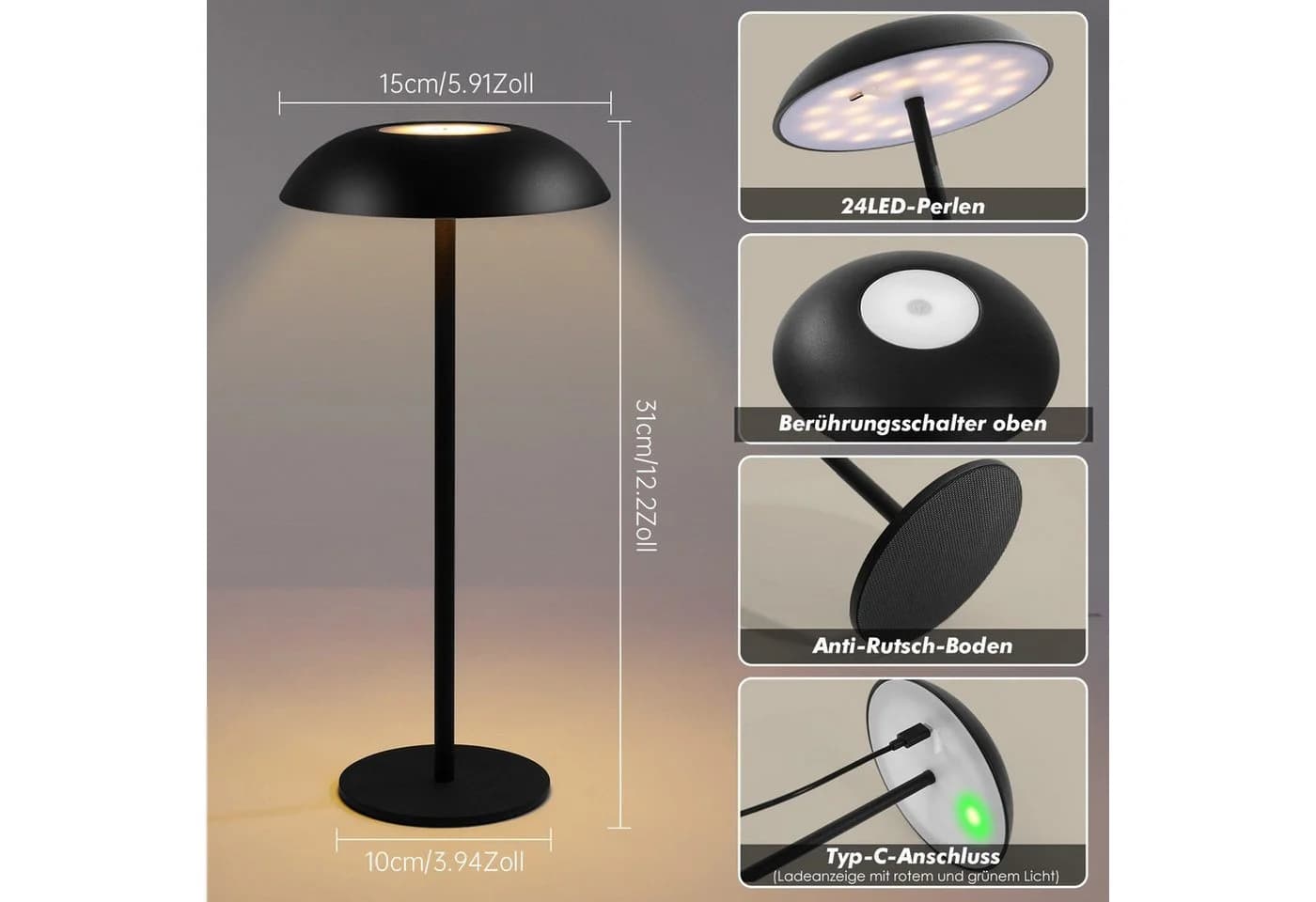 Elegear LED Tischleuchte Touch-Dimmung 3 Farbtemperaturen - Bild 3