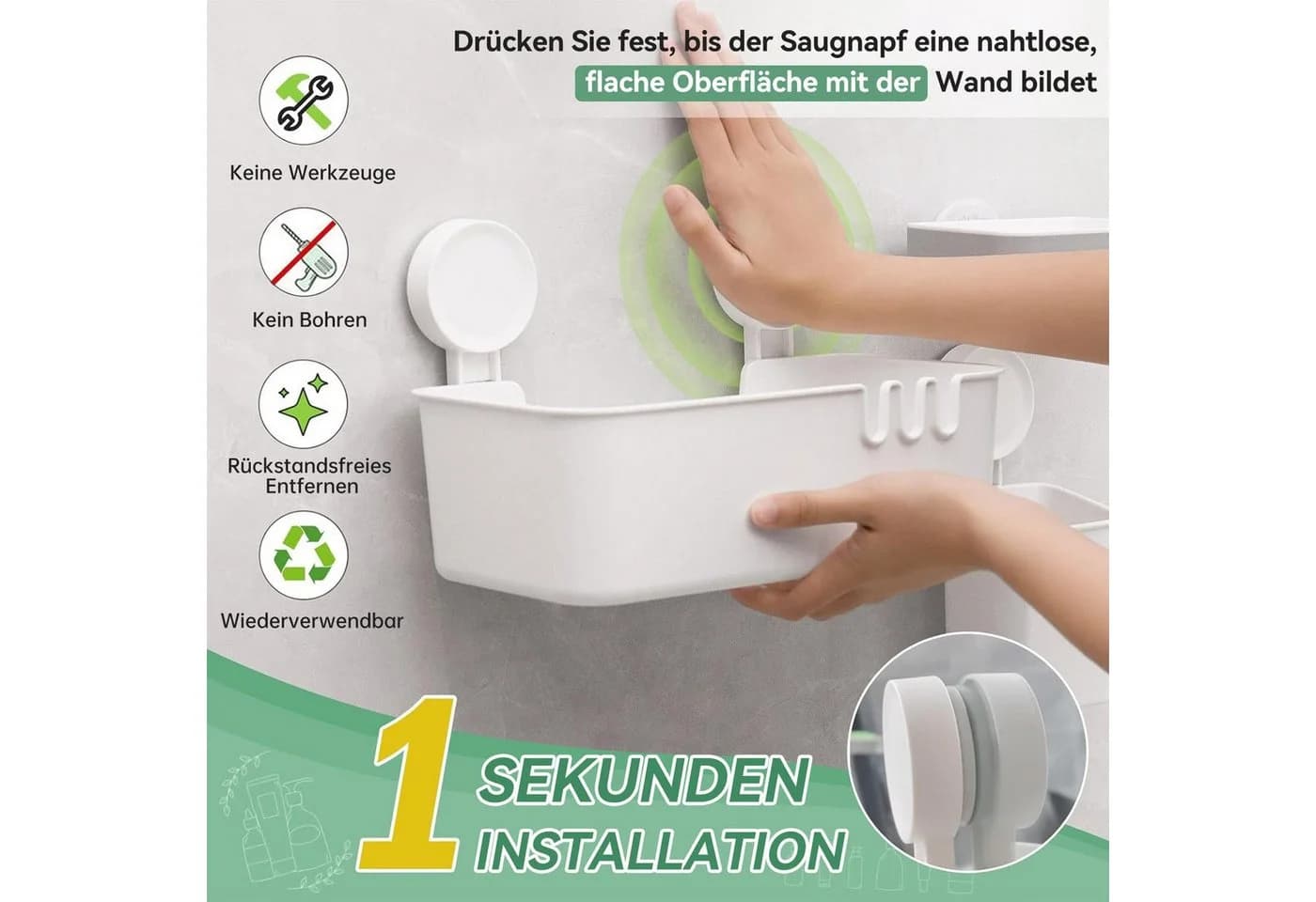 Elegear Duschablage Set 3-tlg. Weiß Kunststoff