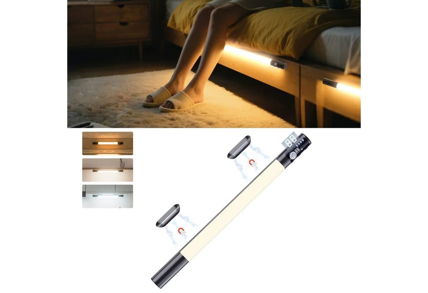 Elegear LED Unterbauleuchte 38/40 cm Schwarz Dimmbar Küchenlampe Bewegungsmelder - Bild 2