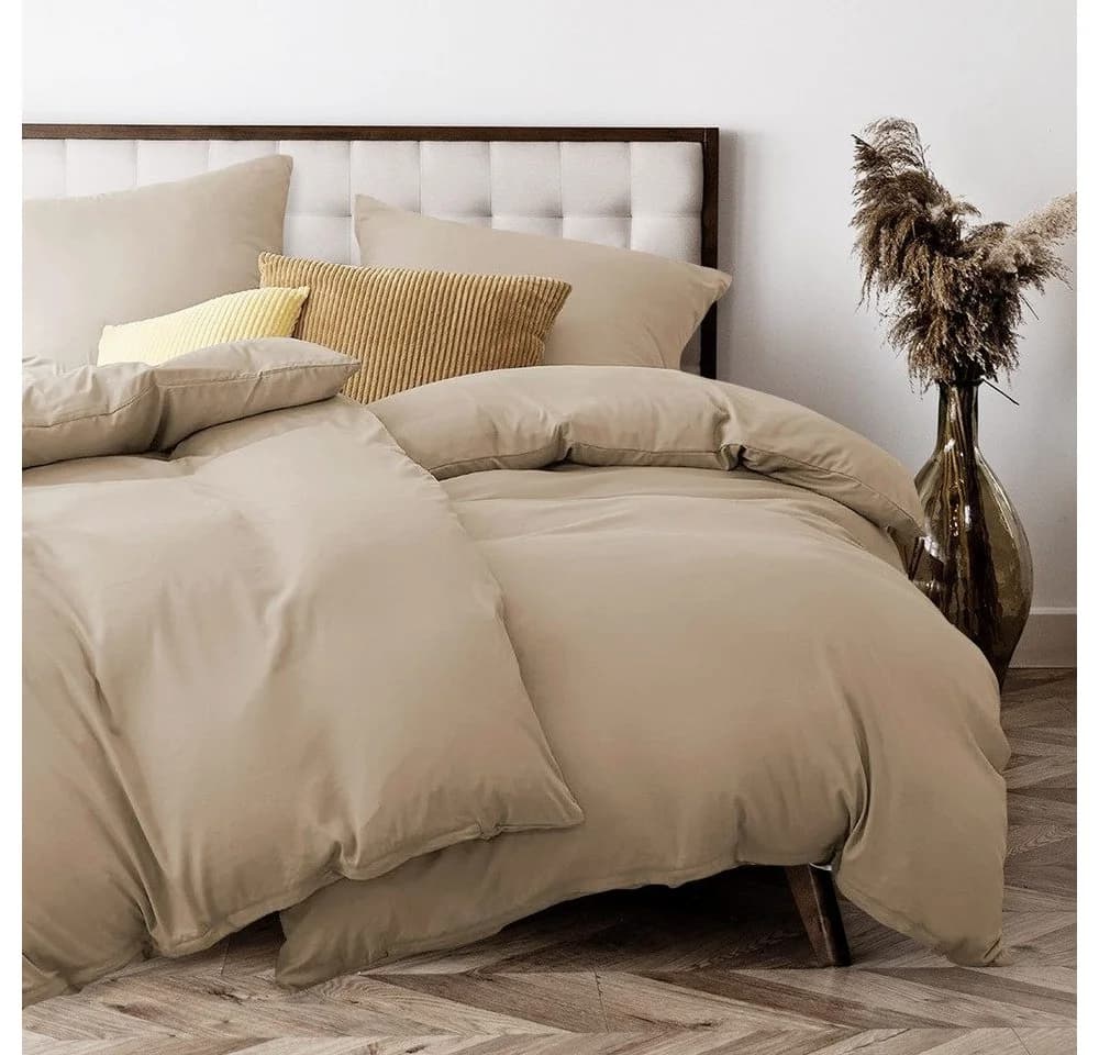 Elegear Bettwäsche-Set Mikrofaser 135x200/155x220/200x200cm Beige - Bild 2