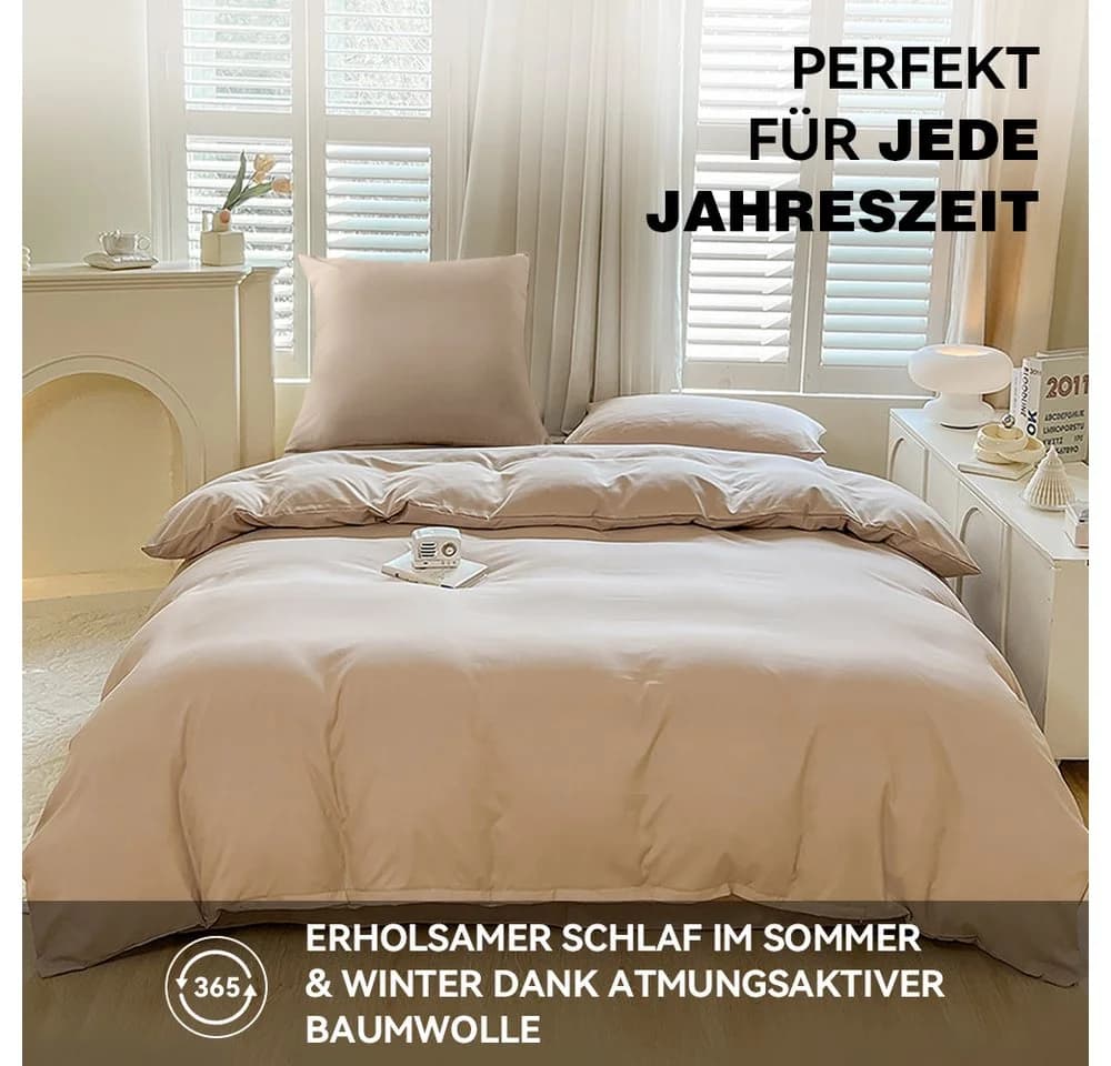 Elegear Bettwäsche-Set Mikrofaser 135x200/155x220/200x200cm Beige - Bild 3