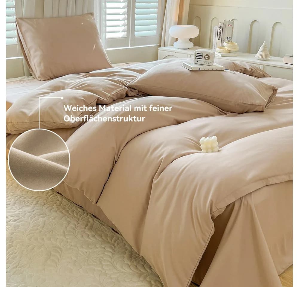 Elegear Bettwäsche-Set Mikrofaser 135x200/155x220/200x200cm Beige - Bild 5