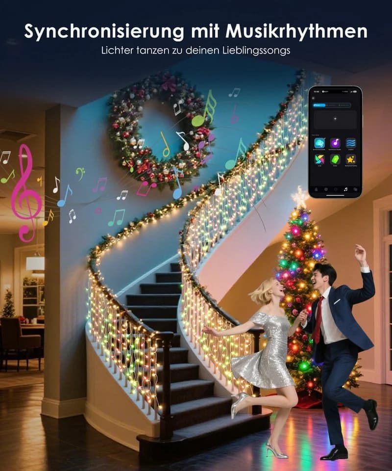 Elegear Lichterkette 10x0,6m LED Eiszapfenlichter 408 LEDs Bunt - Bild 4