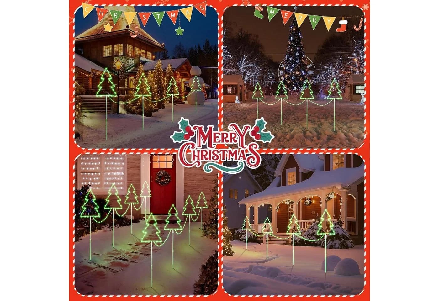 Elegear LED-Lichterkette Weihnachtsdeko Gartenstecker mit Timer, 4er Set Weihnachtsbäume, 160 LEDs - Bild 5