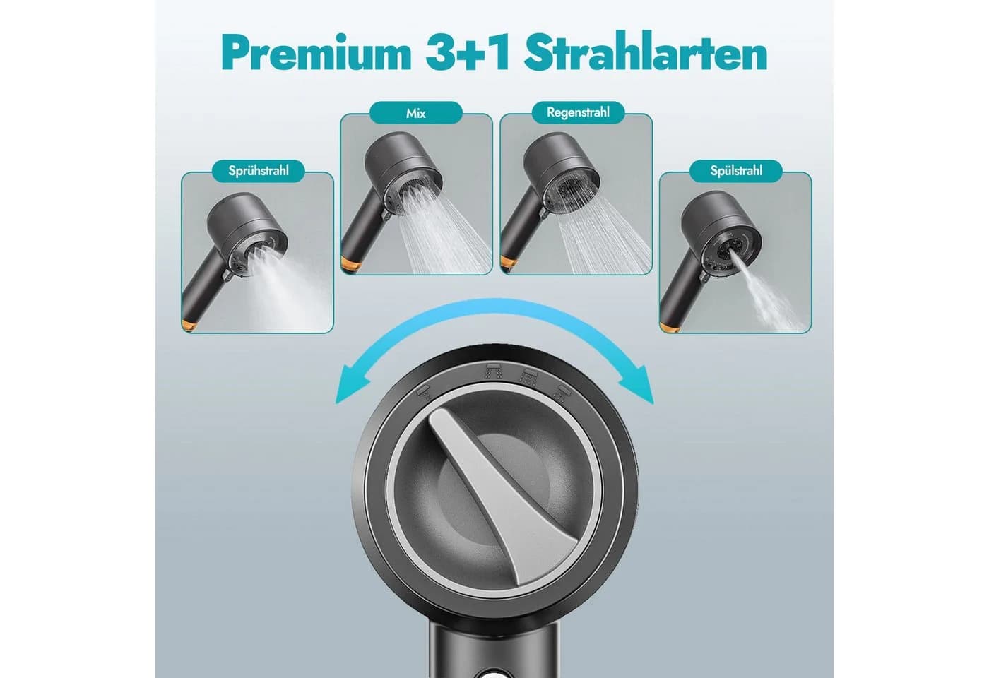 ANYSUN Handbrause mit Filter & 150cm Schlauch Hochdruck 4 Modi