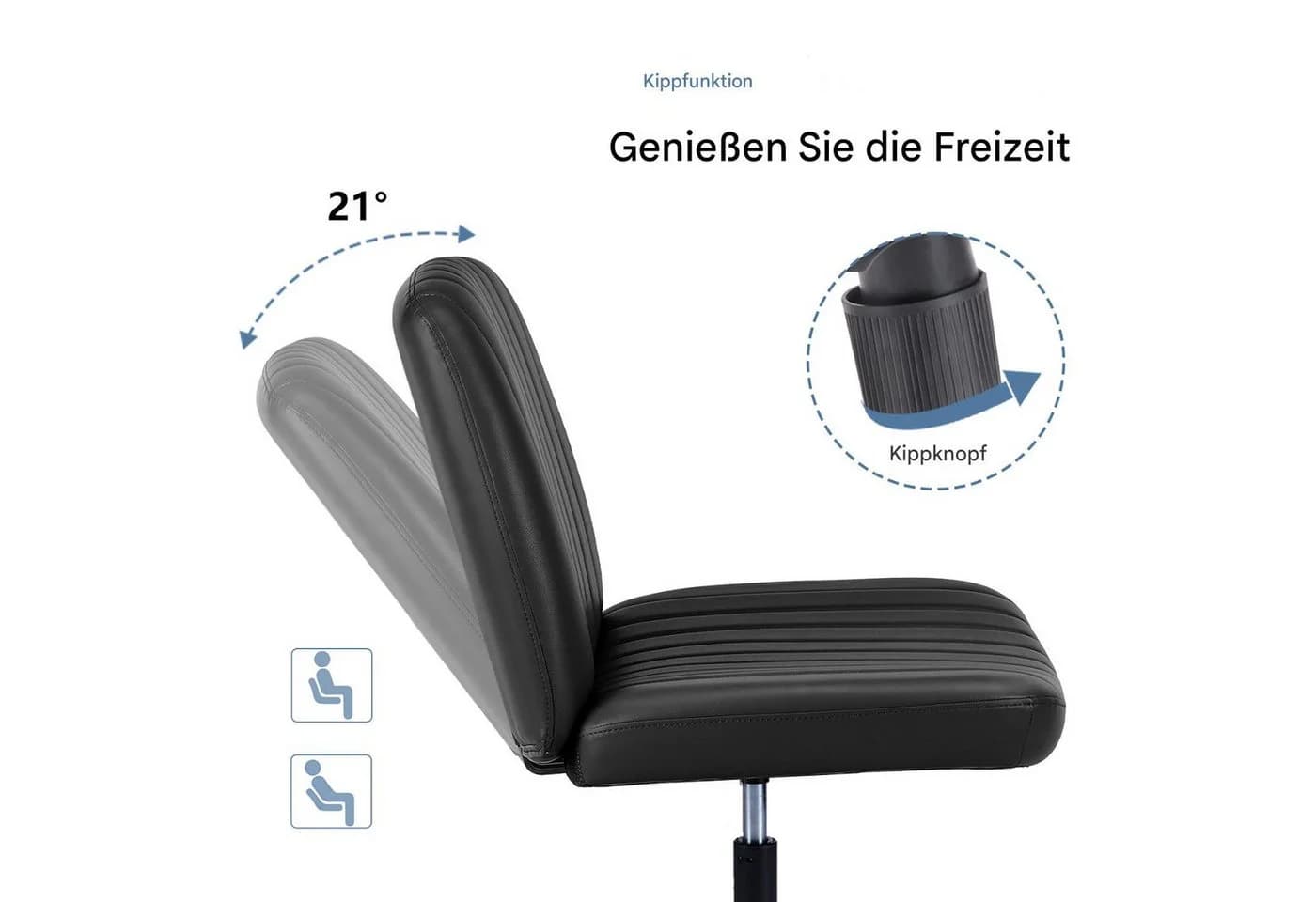 ANYSUN Bürostuhl Ohne Armlehne Schwarz Drehstuhl höhenverstellbar - Bild 5