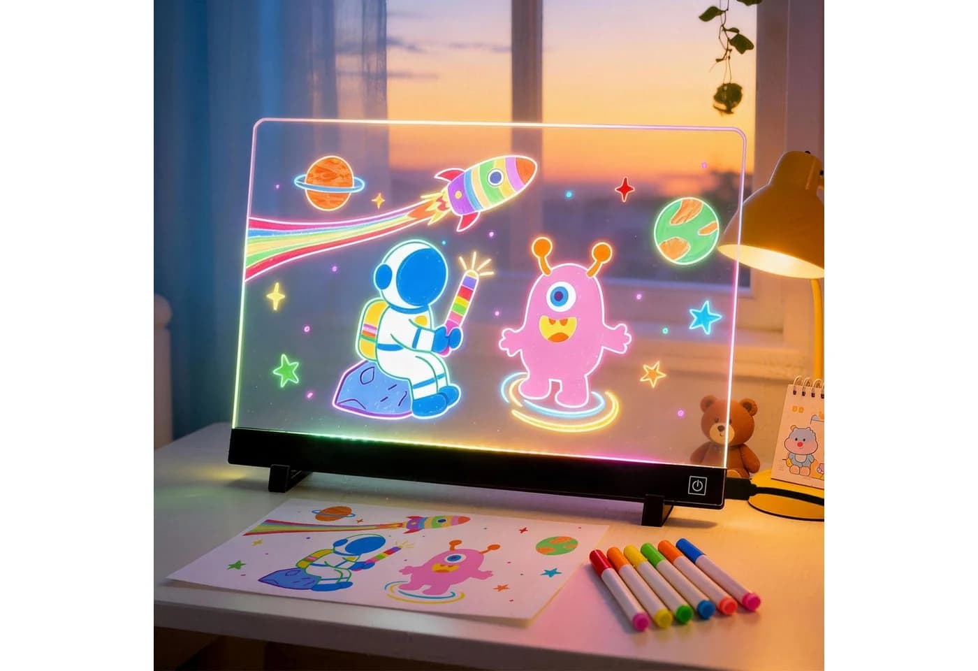 ANYSUN LED Zeichenbrett Kinder Bunt Acryl mit 4 Lichtmodi - Bild 2