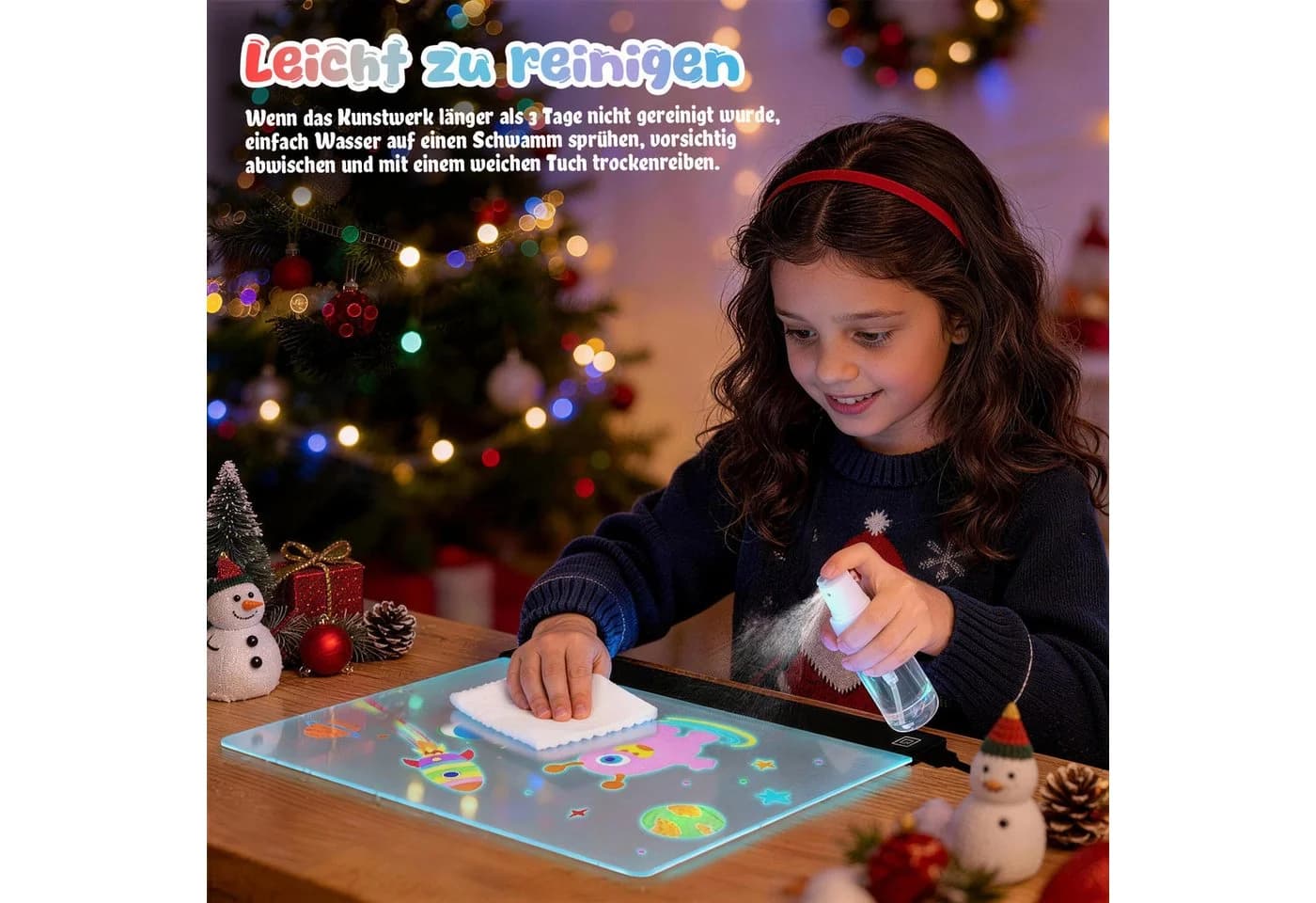 ANYSUN LED Zeichenbrett Kinder Bunt Acryl mit 4 Lichtmodi - Bild 3