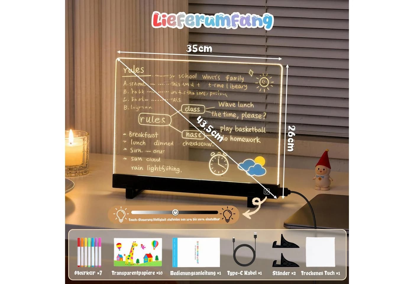 ANYSUN LED Zeichenbrett Kinder Bunt Acryl mit 4 Lichtmodi - Bild 4