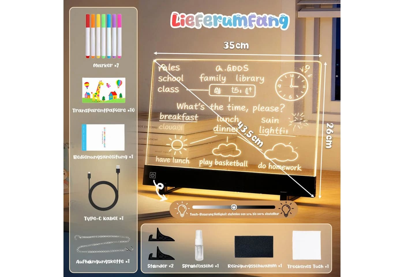 ANYSUN LED Zeichenbrett wiederaufladbar mit 4 Lichtmodi - Bild 4
