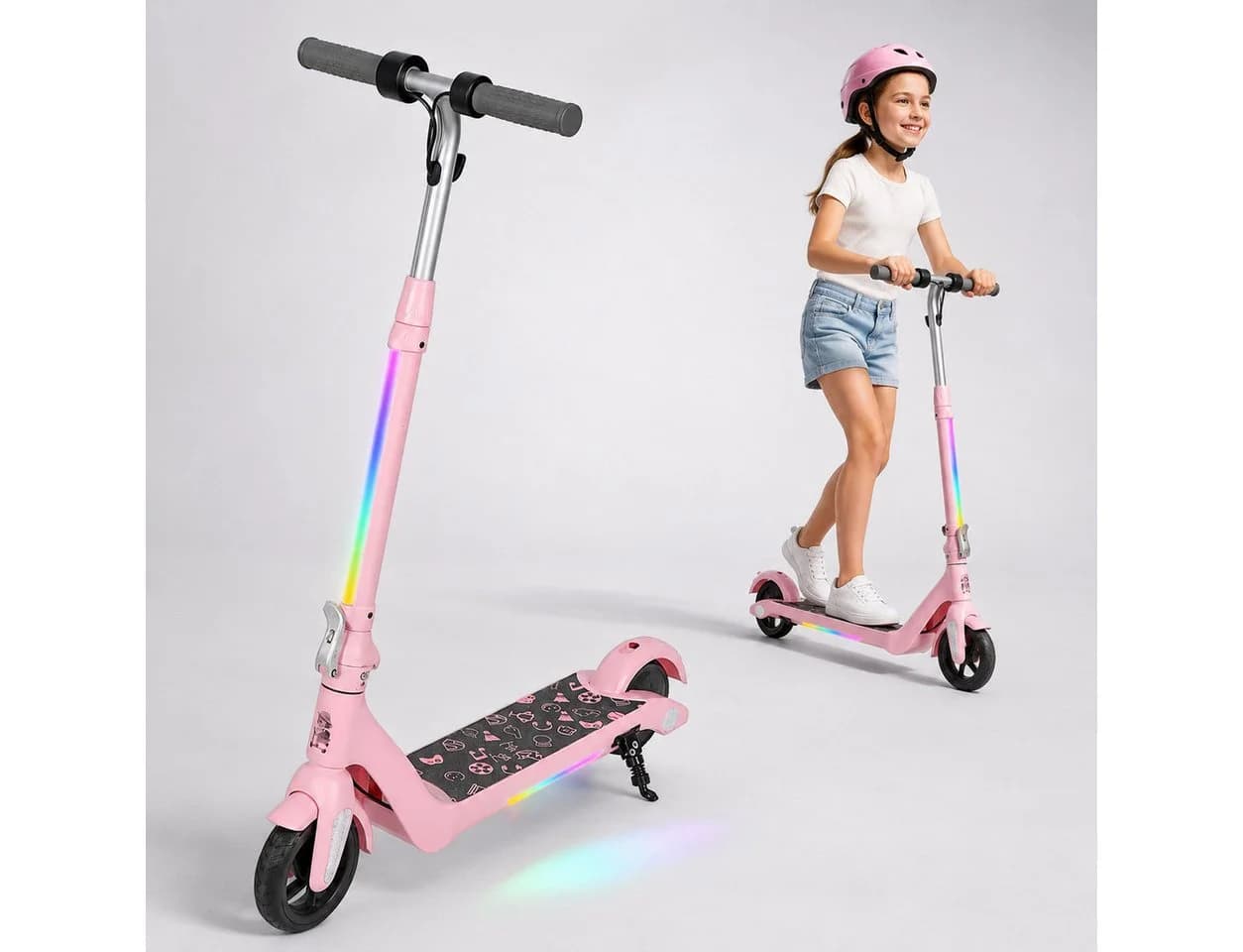 ANYSUN Elektro-Kinderroller Rosa Faltbar E-Scooter Höhenverstellbar - Bild 2