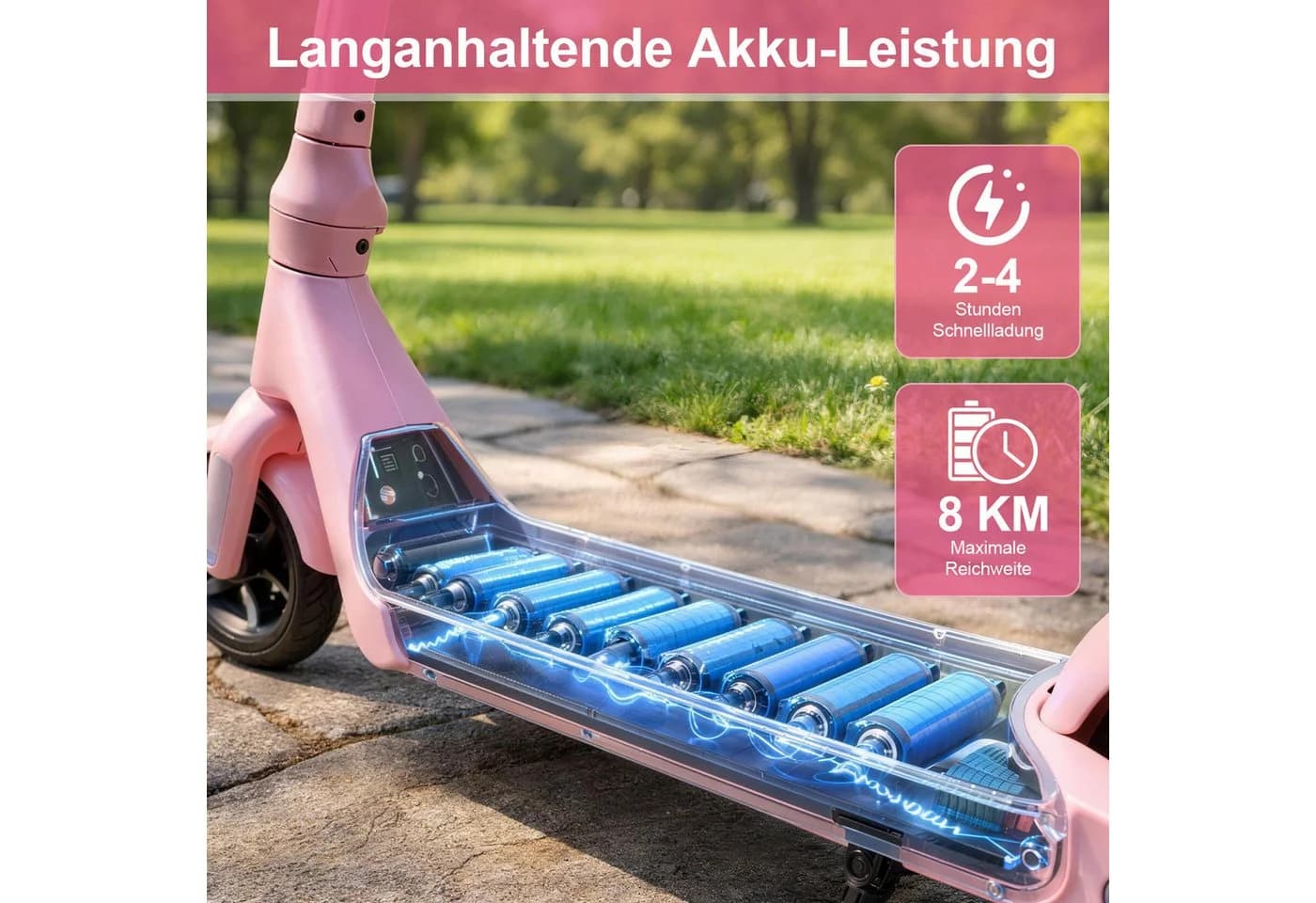 ANYSUN Elektro-Kinderroller Rosa Faltbar E-Scooter Höhenverstellbar - Bild 3