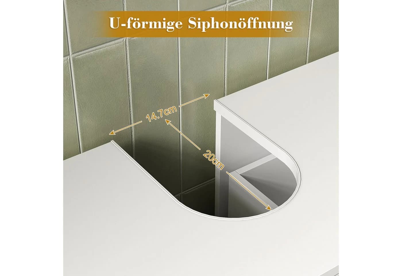 Hyaapwod Waschbeckenunterschrank Weiß mit Zwei Schubladen - Bild 4
