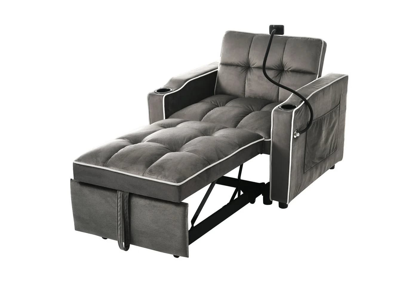 EXTSUD Schlafsofa 3-in-1 mit Getränkehalter grau - Bild 2