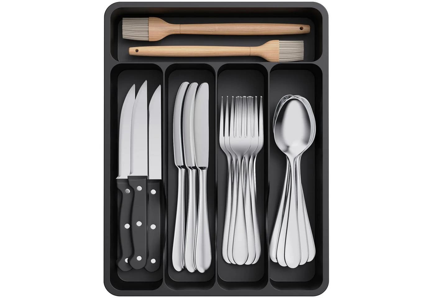 Lifewit Besteckeinsatz Schwarz 5 Fächer Kunststoff - Bild 2