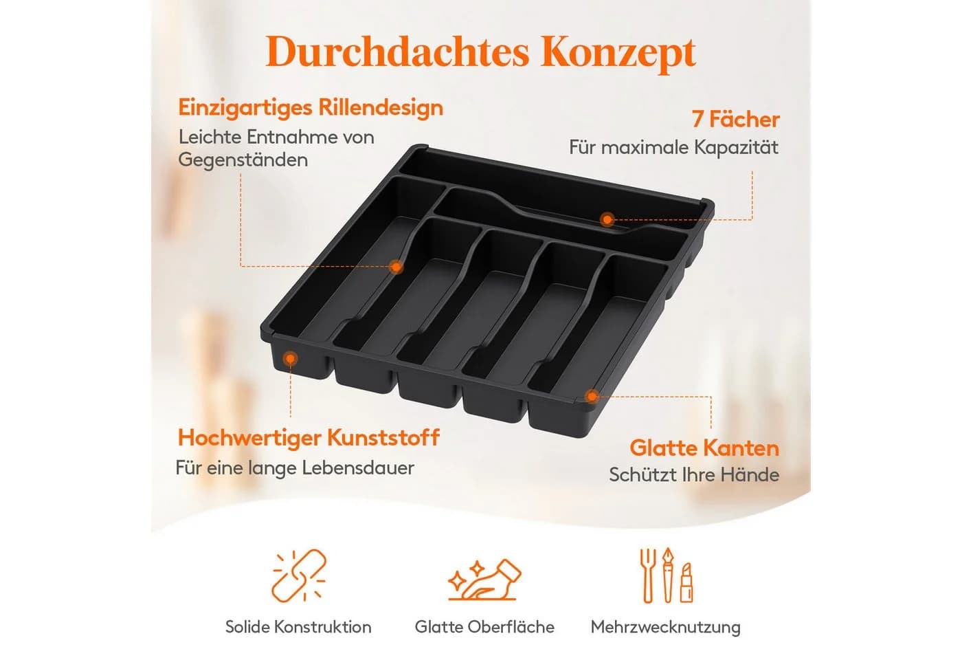 Lifewit Schubladenorganizer 7 Fächer Schwarz - Bild 3