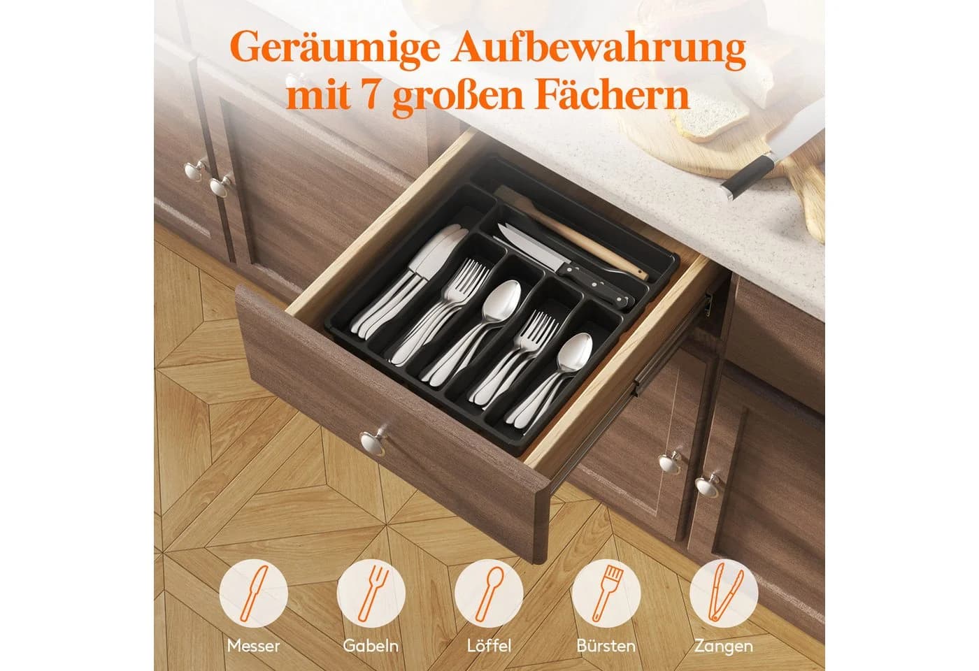 Lifewit Schubladenorganizer 7 Fächer Schwarz - Bild 4