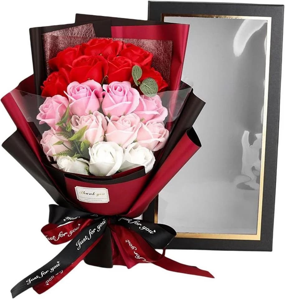 MOPUEA 18-teiliger Seifenrosen Strauß Rosa Geschenkartikel