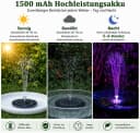 MOPUEA Solar Springbrunnen mit LED-Beleuchtung und 8 Düsen Bild 3