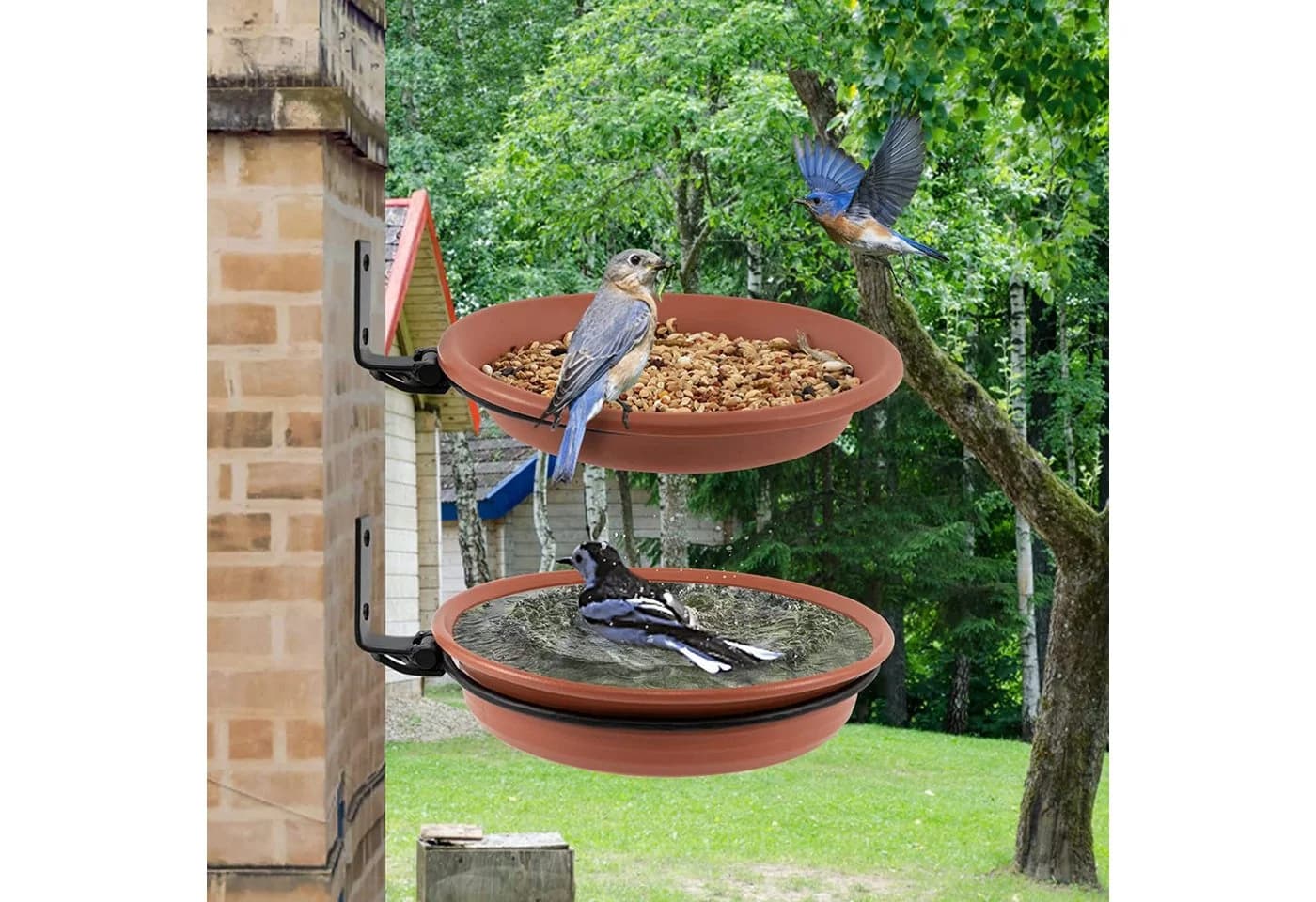 MOPUEA Vogeltränke 2er Set Wetterfest Harz-Kunststoff - Bild 4