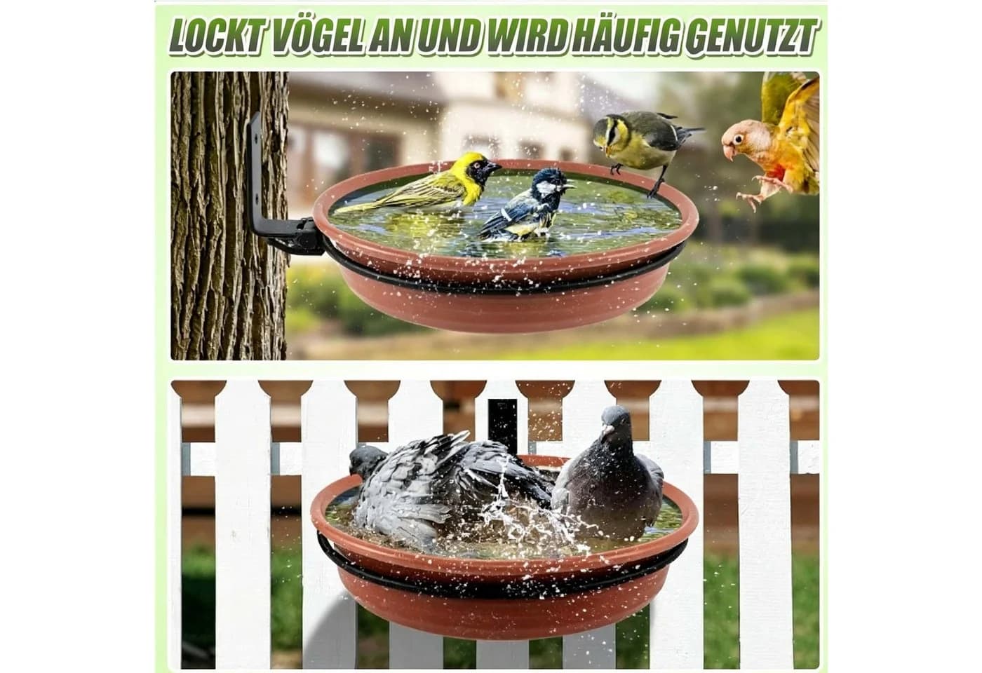 MOPUEA Vogeltränke 2er Set Wetterfest Harz-Kunststoff - Bild 5