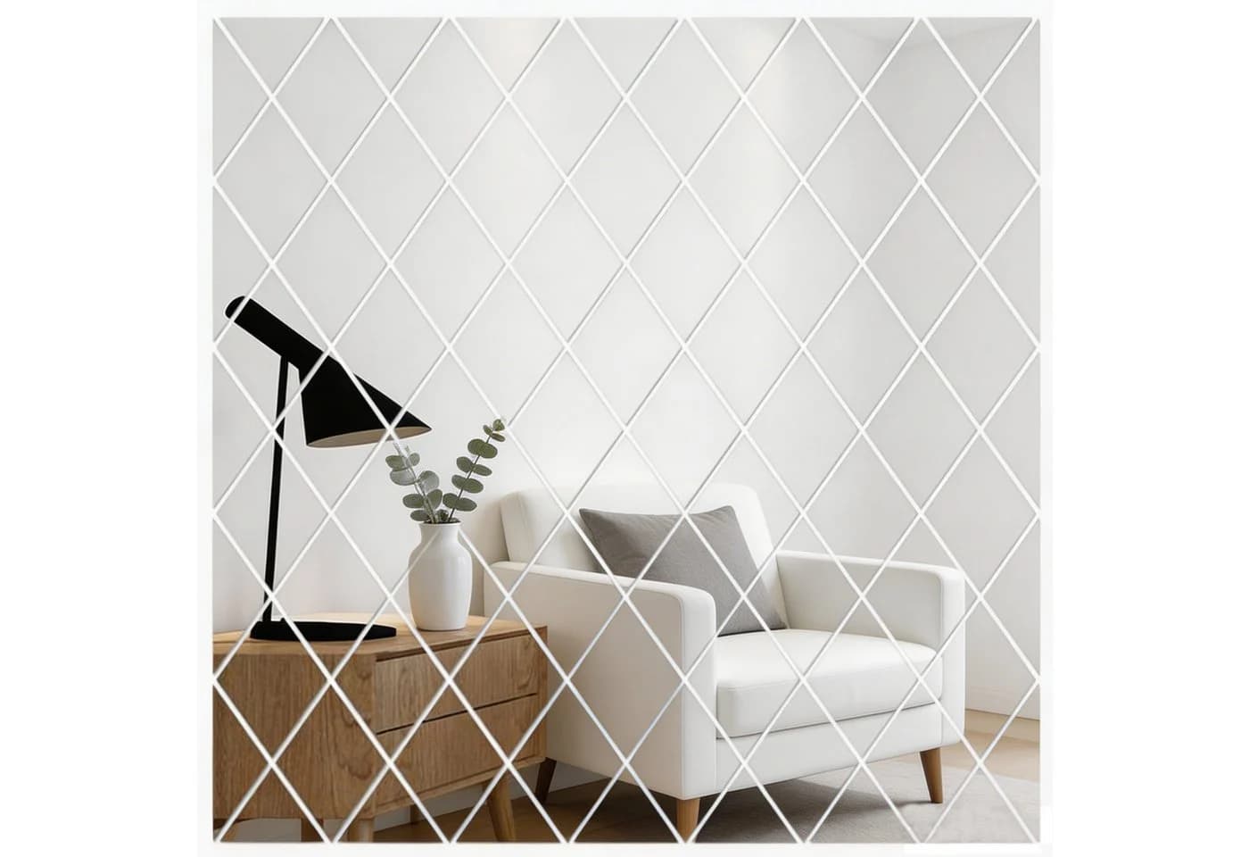 MOPUEA 17-tlg. Selbstklebende Acryl Spiegel Wandaufkleber Silber Geometrisch - Bild 2