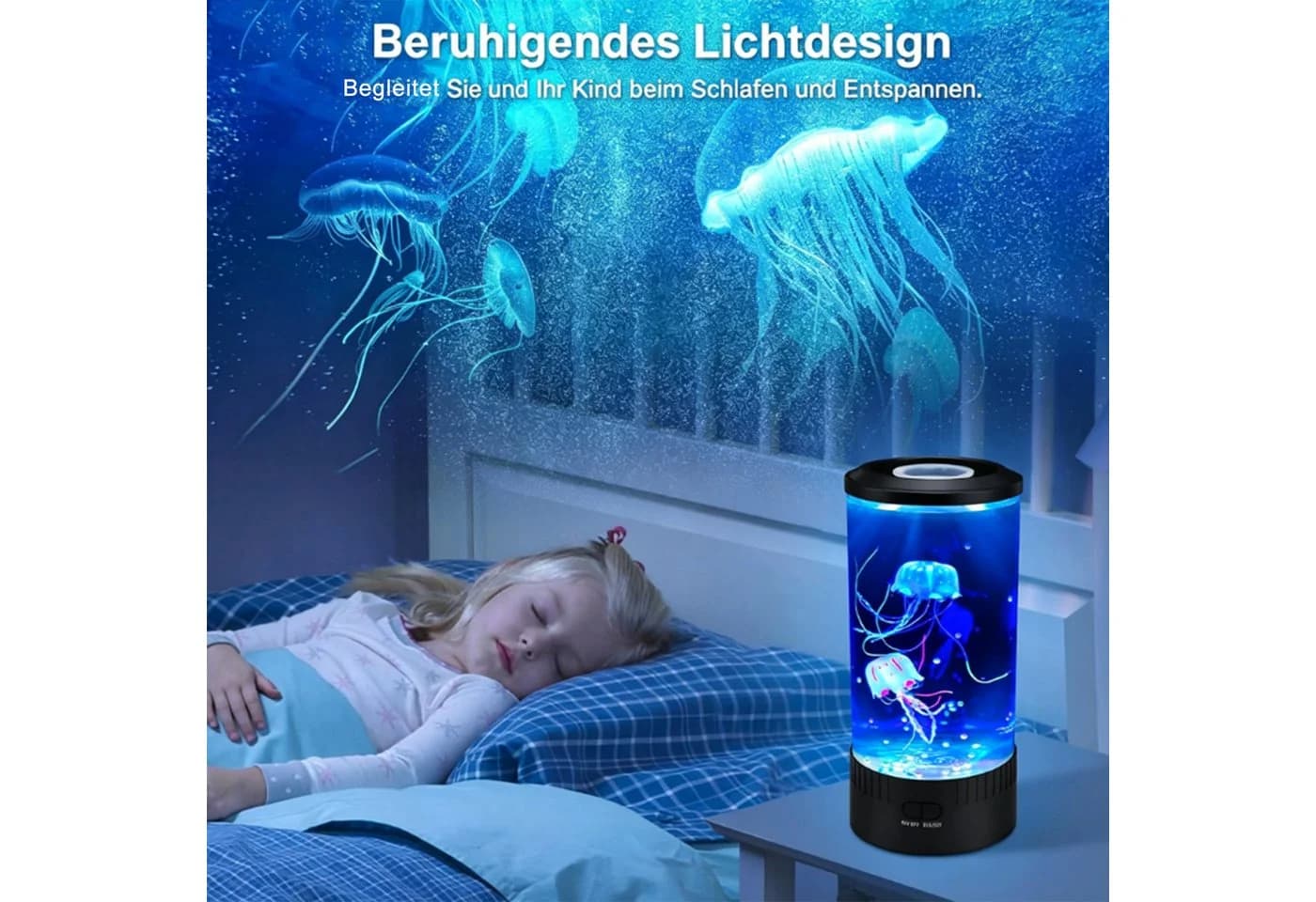 MOPUEA LED Nachtlicht Quallenlampe Schwarz mit 7 Farbwechsel & Fernbedienung - Bild 5