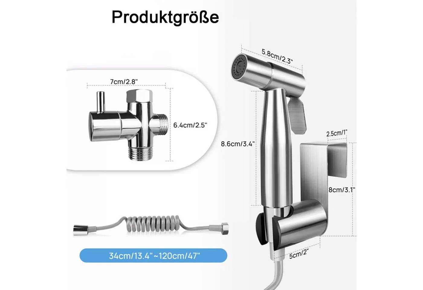 MOPUEA Bidetarmatur Edelstahl Sprühset mit T-Ventil - Bild 5