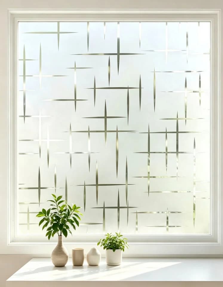MOPUEA Fensterfolie Milchglas Sichtschutz 45x300 cm Kreuz - Bild 2