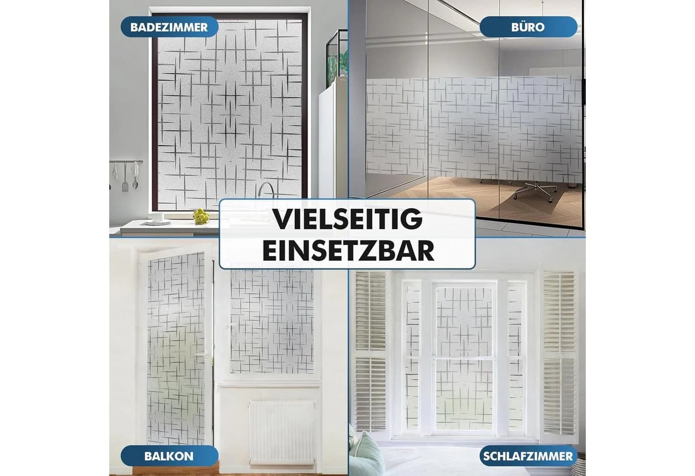 MOPUEA Fensterfolie Milchglas Sichtschutz 45x300 cm Kreuz - Bild 3