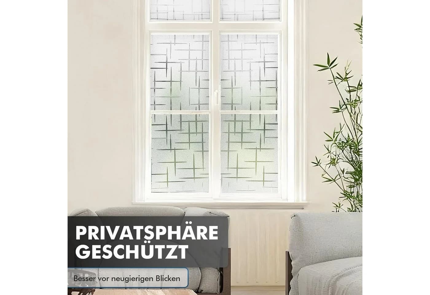 MOPUEA Fensterfolie Milchglas Sichtschutz 45x300 cm Kreuz - Bild 4