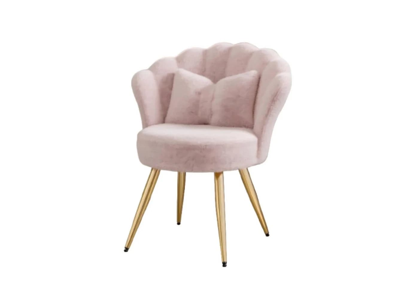 HawthyHome Polsterstuhl Samt Rosa Gold Schminktischstuhl mit Kissen - Bild 3